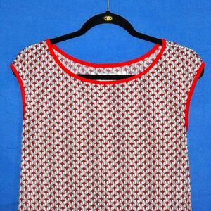 Studio M Geometric Print Midi Dress - Women's Size S - Red & Gray - Sleeveless